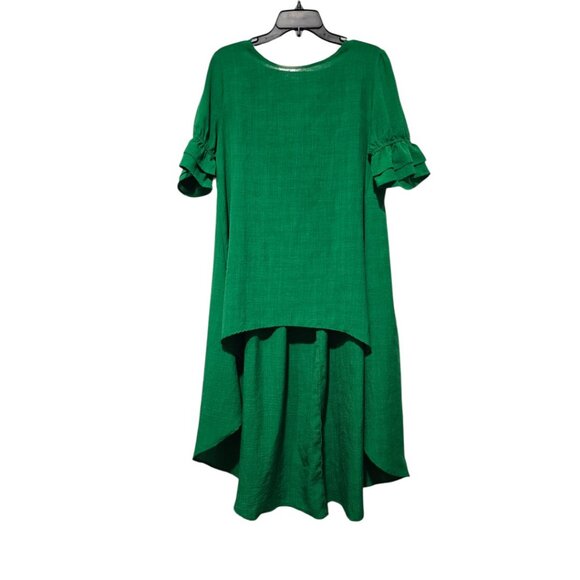 Patrizia Luca Ruched Sleeve High-low Tunic Top In Kelly Green - Picture 1 of 9